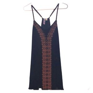 NAVY DRESS WITH CORAL EMBROIDERY